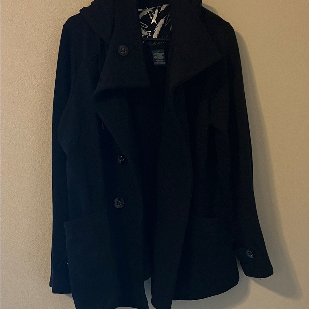 Women’s Black Hooded Peacoat Jacket